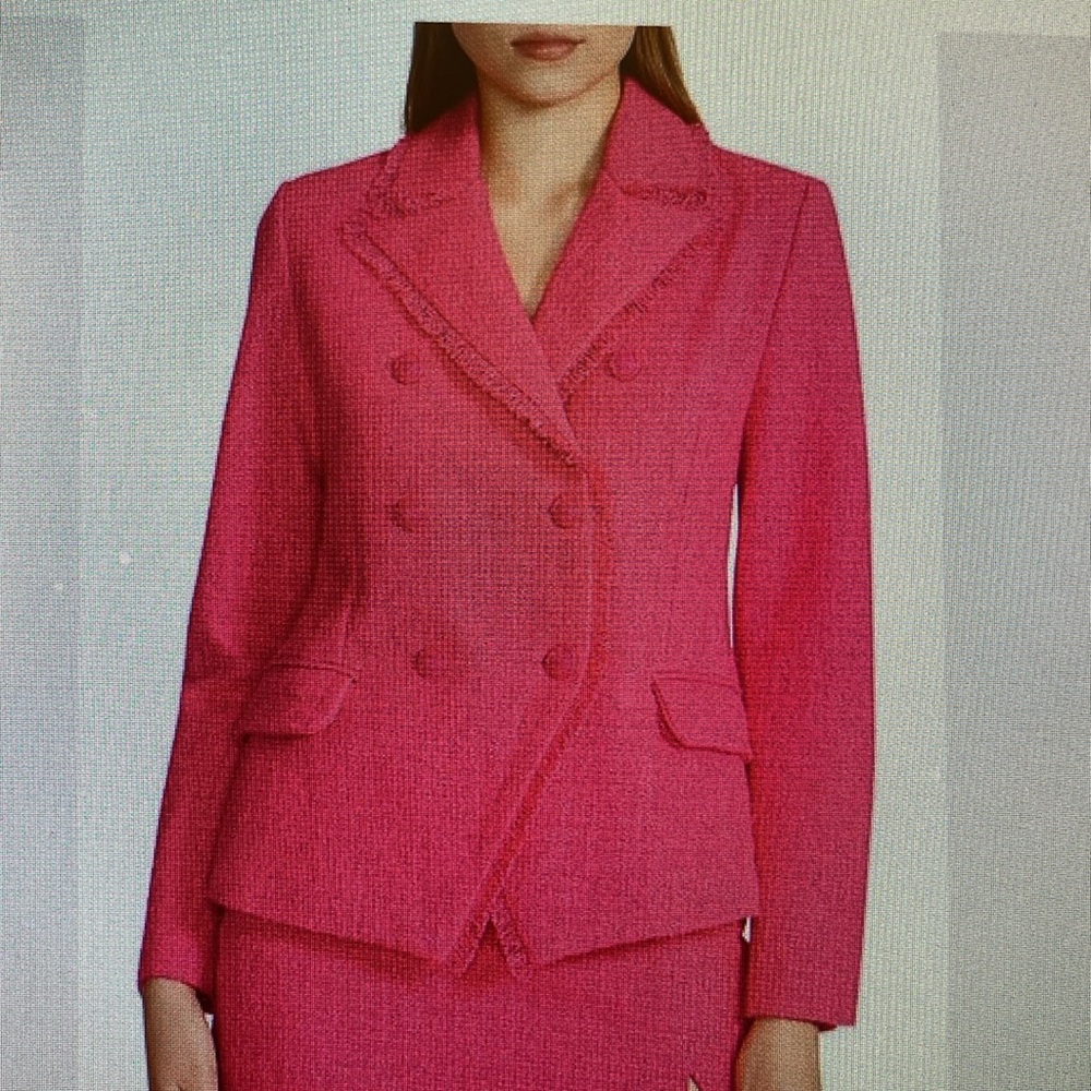 Steve Madden Naomi Shocking Pink Glo  Fringe Trim Blazer